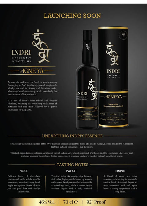 Indri Agneya Limited Edition Single Malt Indian Whisky 700ml
