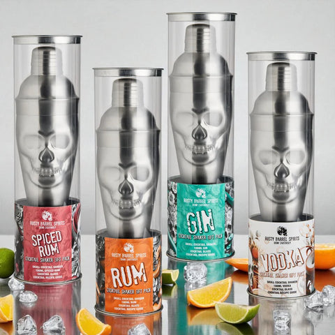 Rusty Barrel Spiced Rum Skull Cocktail Shaker Gift Set 700ml